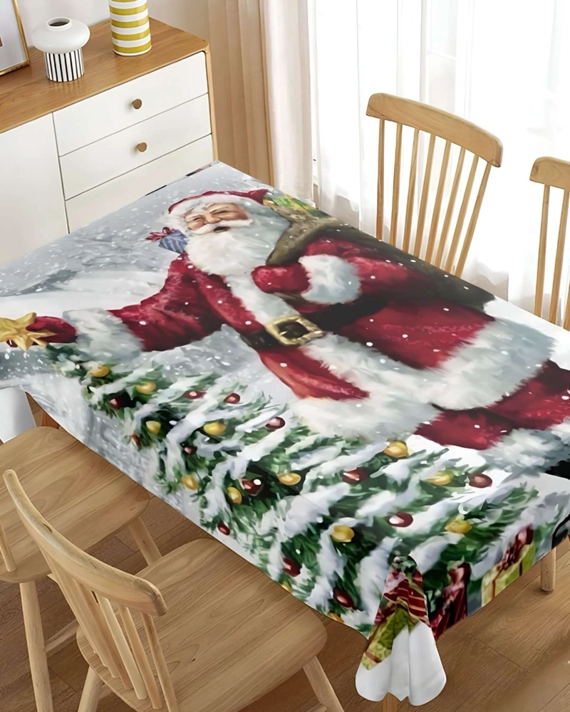 MANTEL NAVIDEÑO ANTIMANCHAS 140 CM X 220 CM ARBOLITO - 4