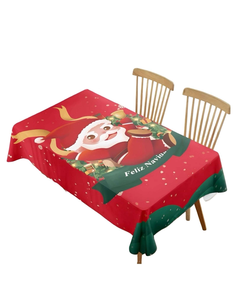 MANTEL NAVIDEÑO ANTIMANCHAS 140 CM X 220 CM FELIZ NAVIDAD - 1