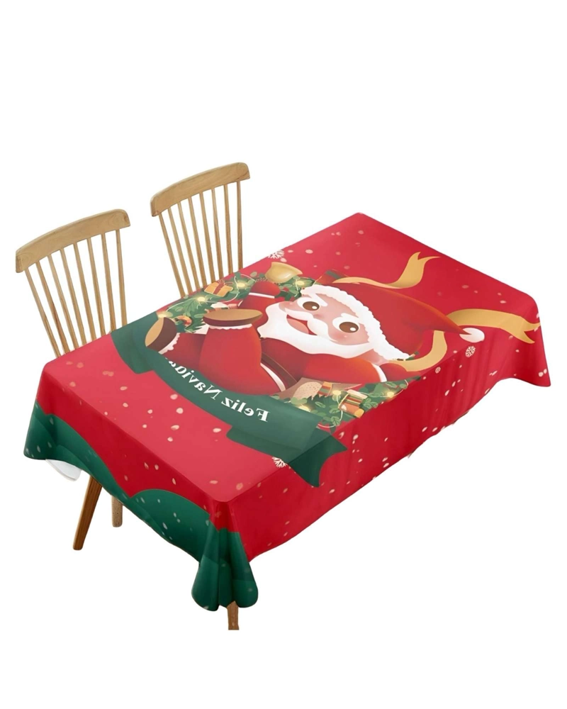 MANTEL NAVIDEÑO ANTIMANCHAS 140 CM X 220 CM FELIZ NAVIDAD - 2