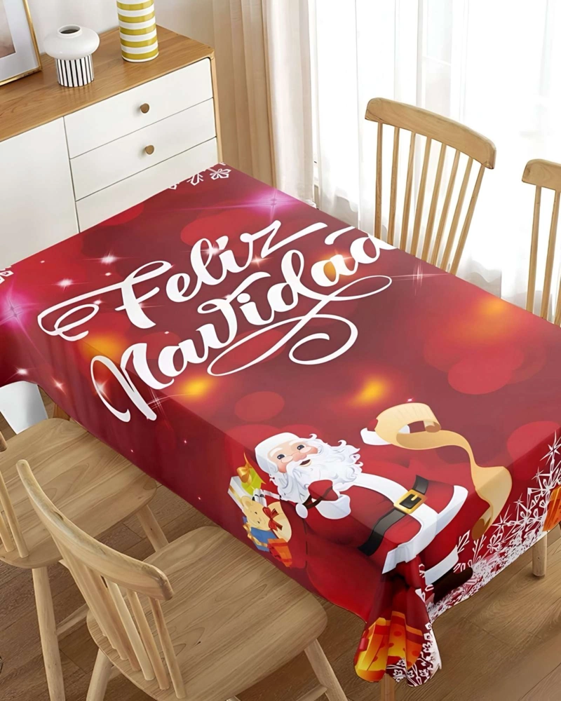 MANTEL NAVIDEÑO ANTIMANCHAS 140 CM X 220 CM LUCES - 3