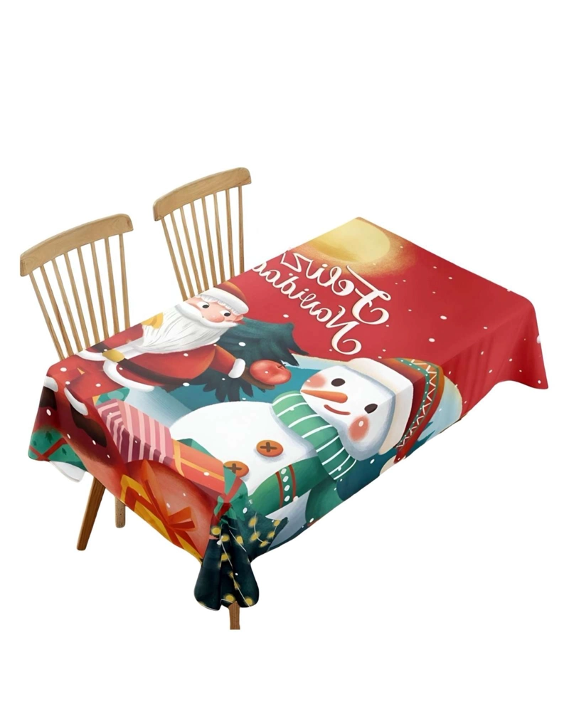 MANTEL NAVIDEÑO ANTIMANCHAS 140 CM X 220 CM MUÑECO DE NIEVE - 2