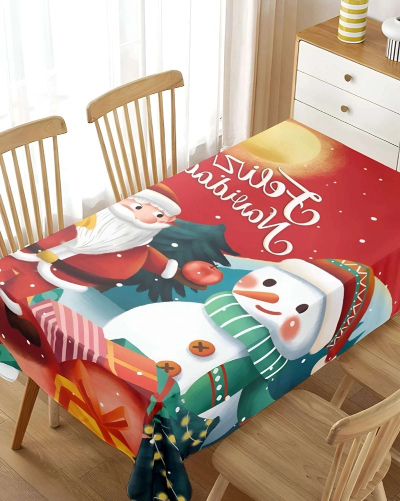MANTEL NAVIDEÑO ANTIMANCHAS 140 CM X 220 CM MUÑECO DE NIEVE - 4
