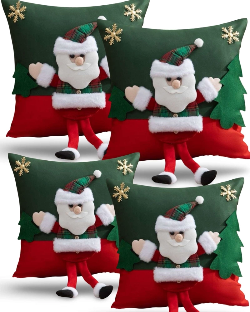 SET DE 4 FUNDAS DE COJIN PARA NAVIDAD 3D   B6 - 2