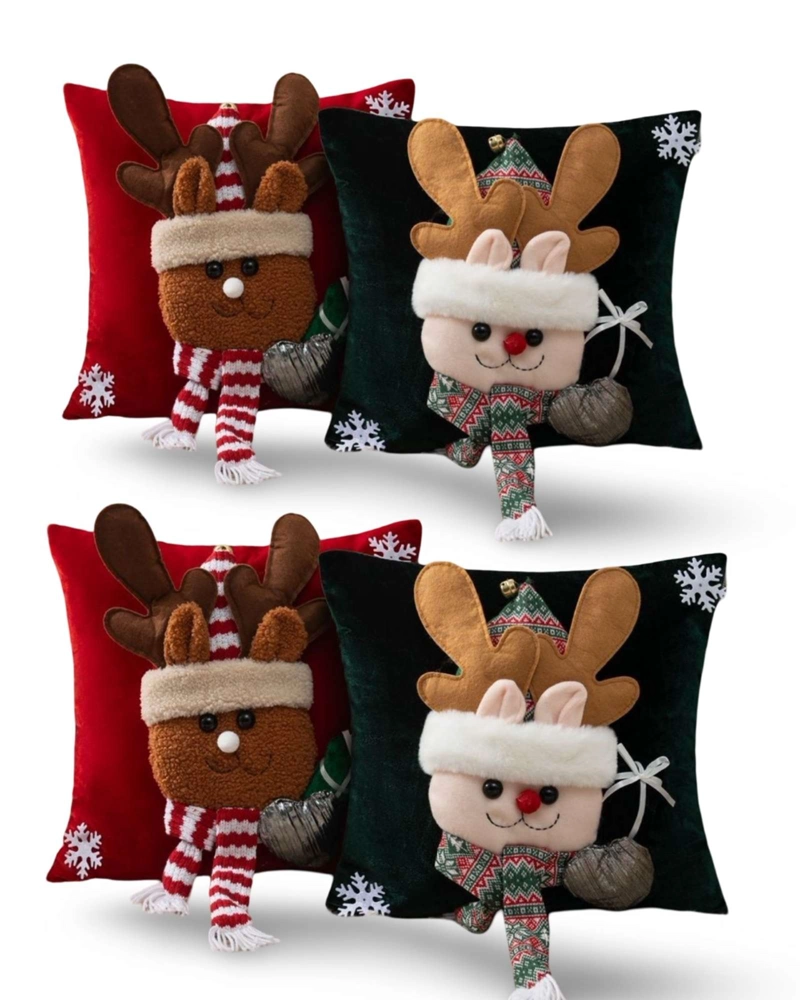SET DE 4 FUNDAS DE COJIN PARA NAVIDAD 3D   B3 - 2