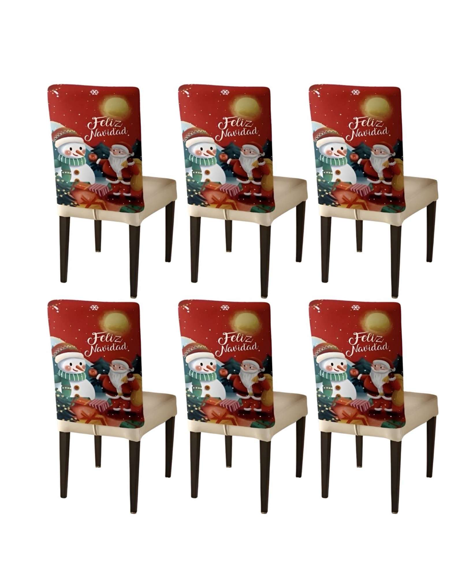 SET DE 6 FUNDAS DE RESPALDO DE SILLAS DE NAVIDAD N19 - 1