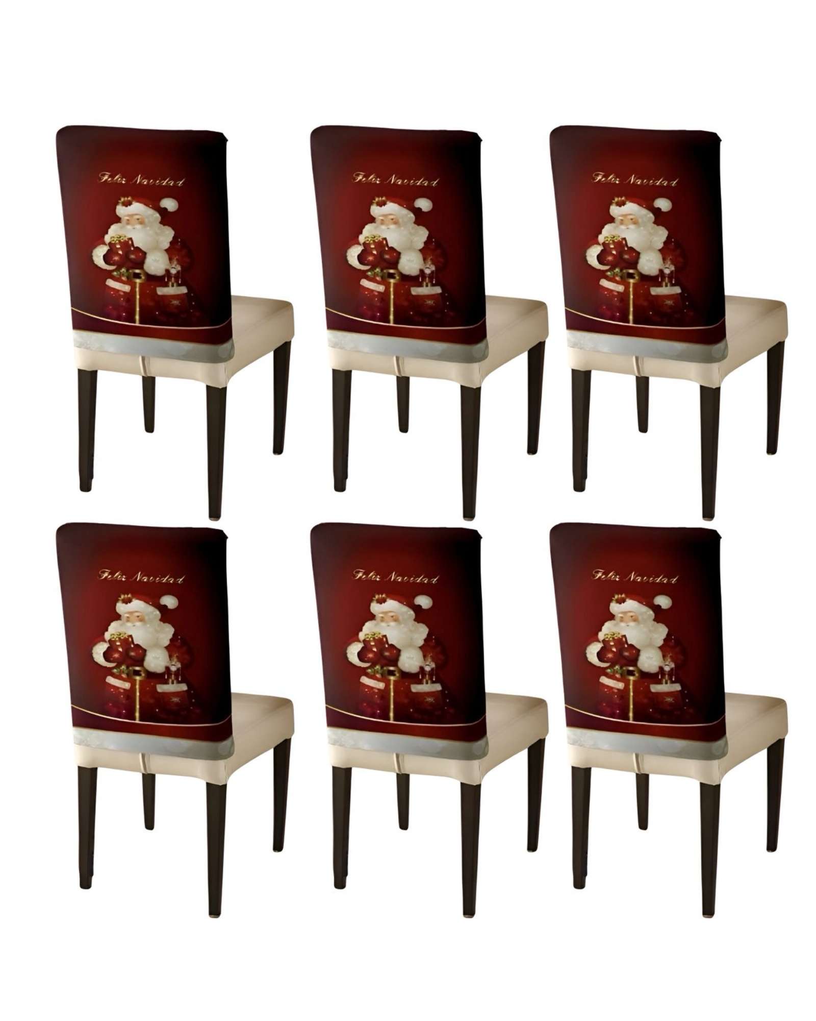 SET DE 6 FUNDAS DE RESPALDO DE SILLAS DE NAVIDAD N25 - 1