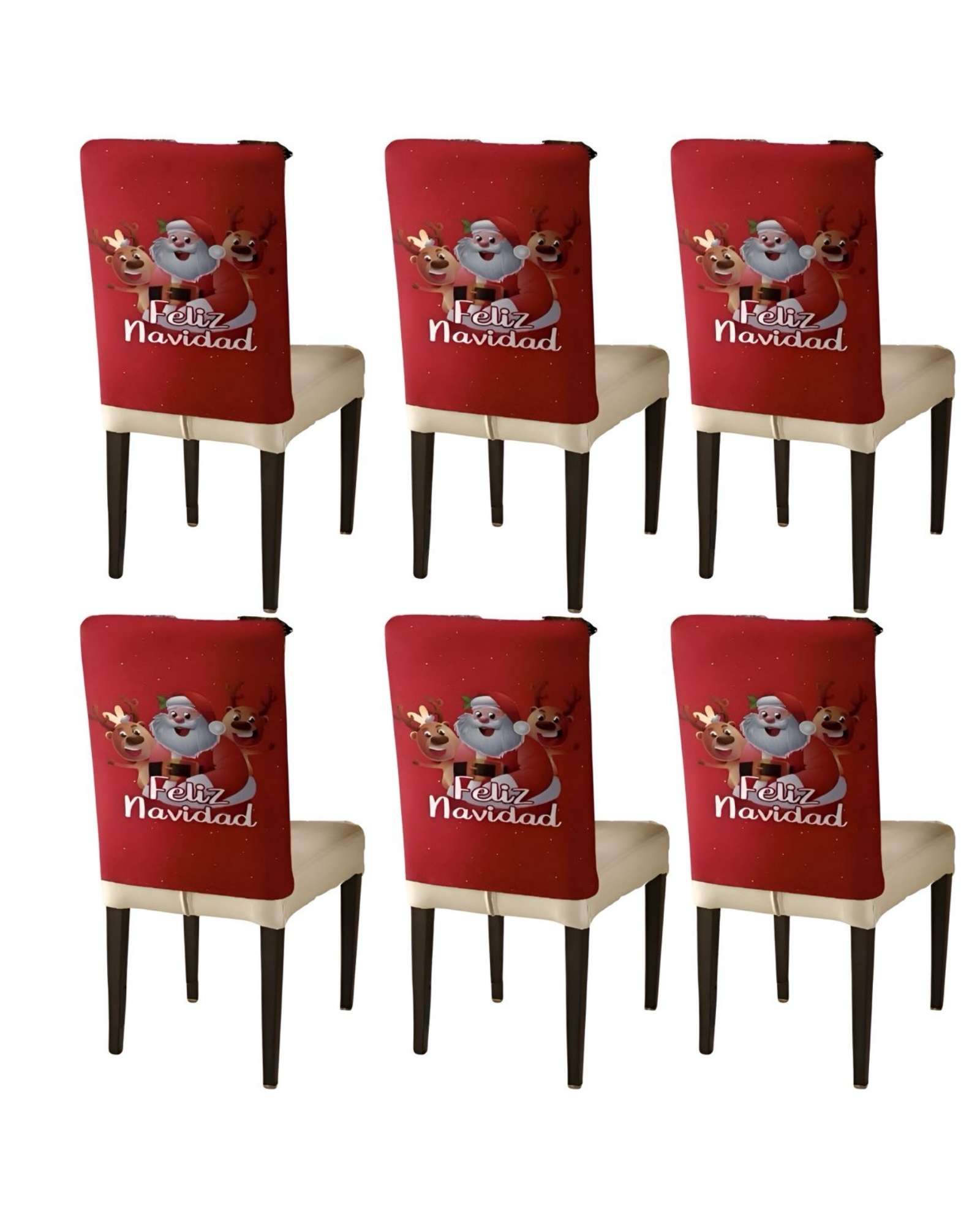 SET DE 6 FUNDAS DE RESPALDO DE SILLAS DE NAVIDAD N22 - 1