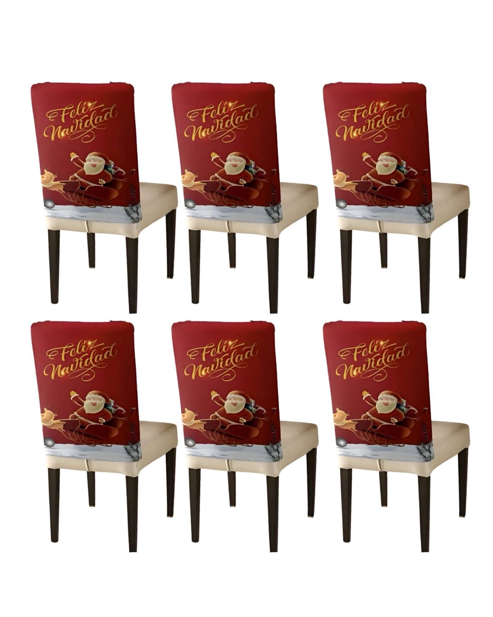 SET DE 6 FUNDAS DE RESPALDO DE SILLAS DE NAVIDAD N18 - 1