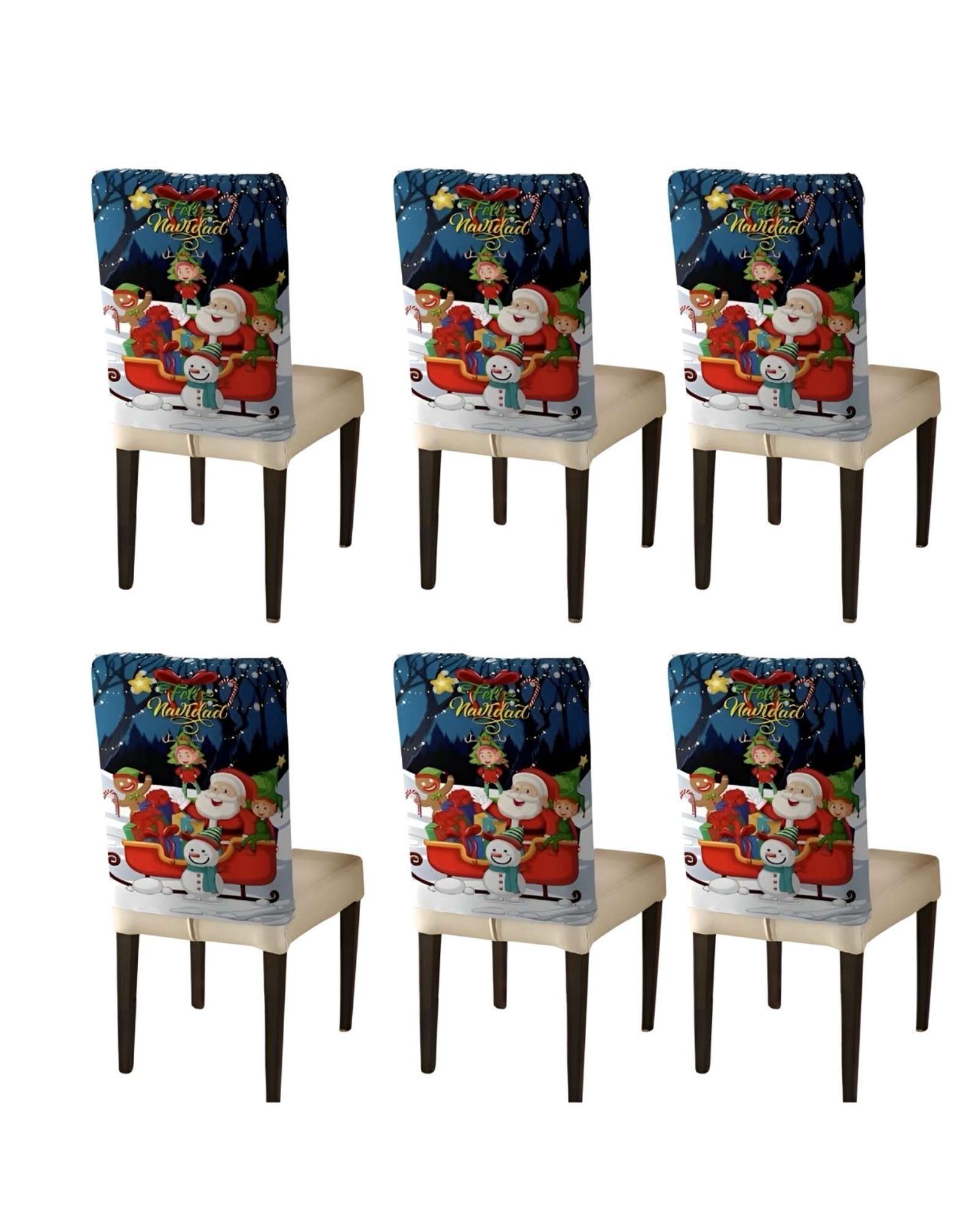 SET DE 6 FUNDAS DE RESPALDO DE SILLAS DE NAVIDAD N23 - 1