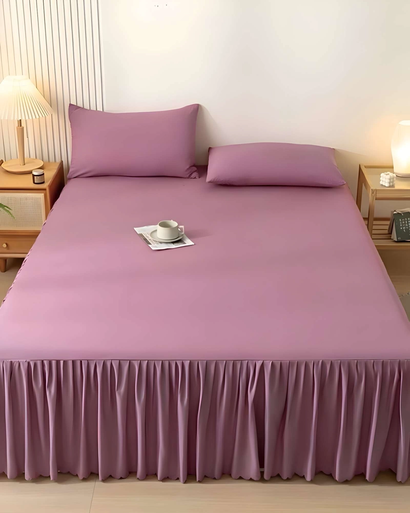 FALDON DE CAMA CON VOLADO PROTECTOR DE BASE DE CAMA PLAZA Y MEDIA 105X200 CM 03 - 4