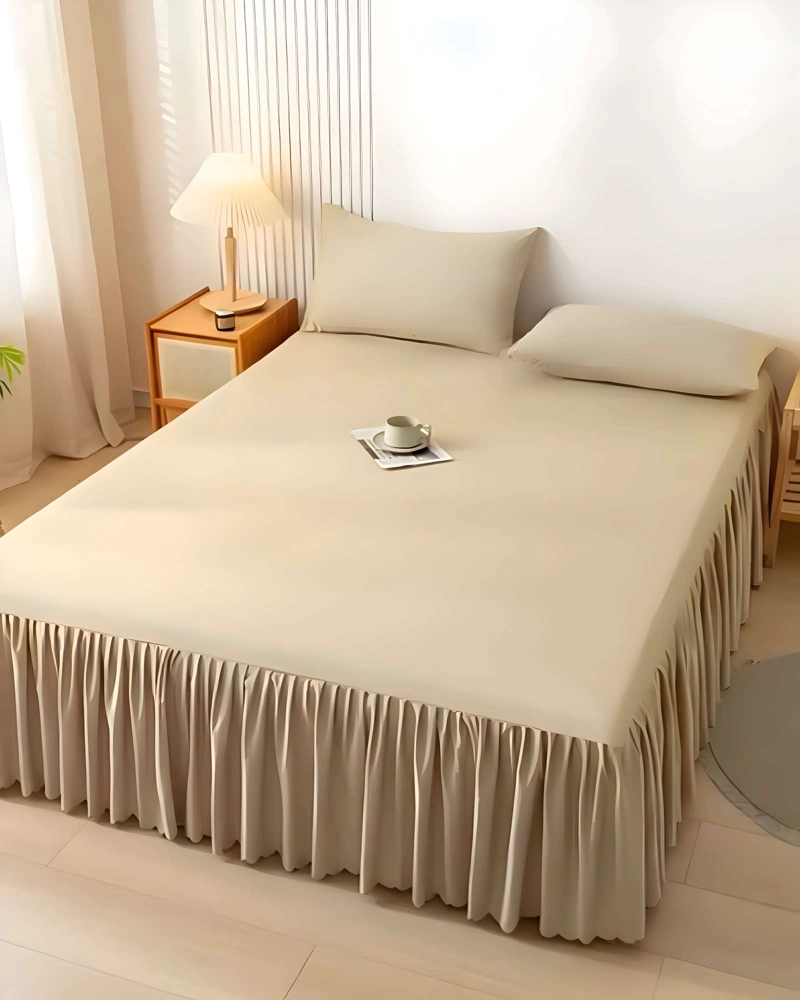 FALDON DE CAMA CON VOLADO PROTECTOR DE BASE DE CAMA PLAZA Y MEDIA 105X200 CM 01 - 5
