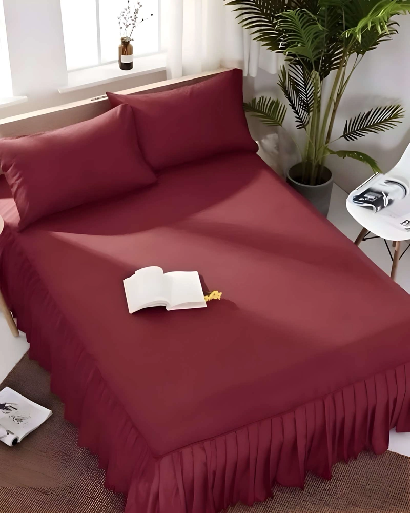 FALDON DE CAMA CON VOLADO PROTECTOR DE BASE DE CAMA PLAZA Y MEDIA 105X200 CM 02 - 4