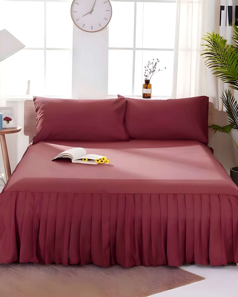 FALDON DE CAMA CON VOLADO PROTECTOR DE BASE DE CAMA PLAZA Y MEDIA 105X200 CM 02 - 5