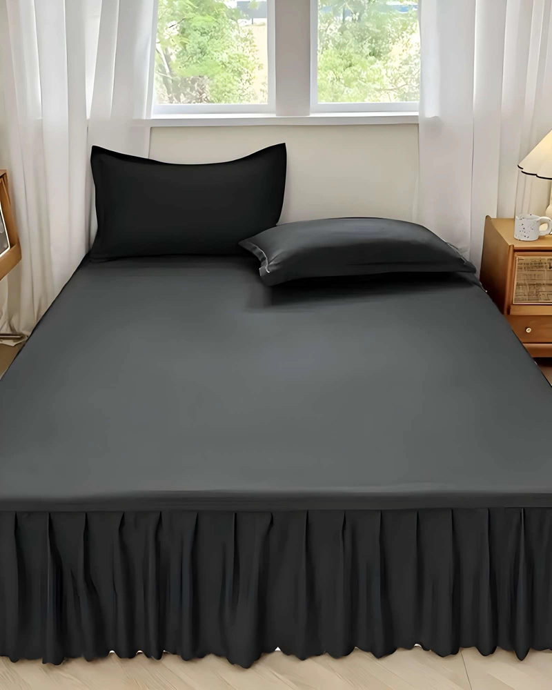 FALDON DE CAMA CON VOLADO PROTECTOR DE BASE DE CAMA KING 180X200 CM 04 - 5