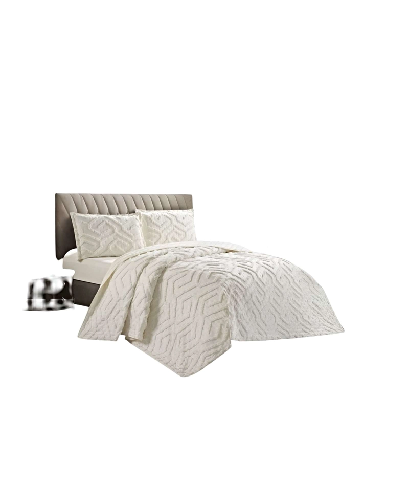 CUBRECAMA QUILT CON DISEÑO RELIEVE KING-SUPERKING BLANCO - 1