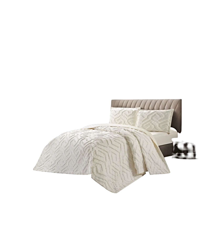CUBRECAMA QUILT CON DISEÑO RELIEVE KING-SUPERKING BLANCO - 2