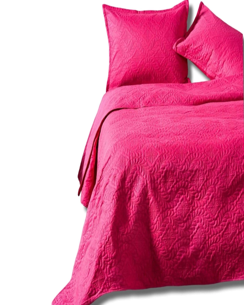 CUBRECAMA QUILT DE VERANO ELEGANTE PLAZA Y MEDIA 180X230 CM FUCSIA - 2
