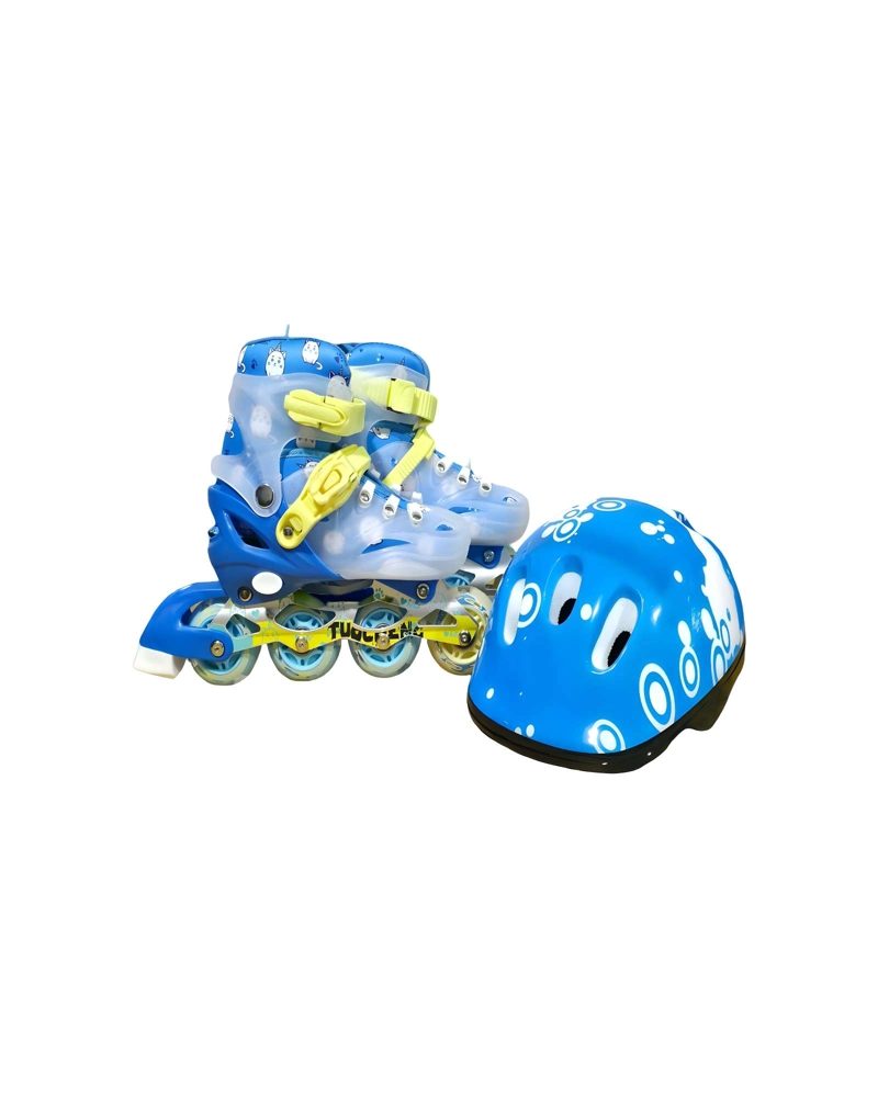 PATIN LINEAL CON LUCES Y KIT TALLA M 35-38 AZUL CLARO - 1
