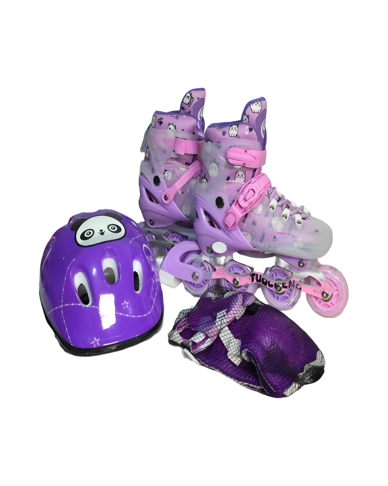 PATIN LINEAL CON LUCES Y KIT TALLA S 31-34 LILA2 - 1
