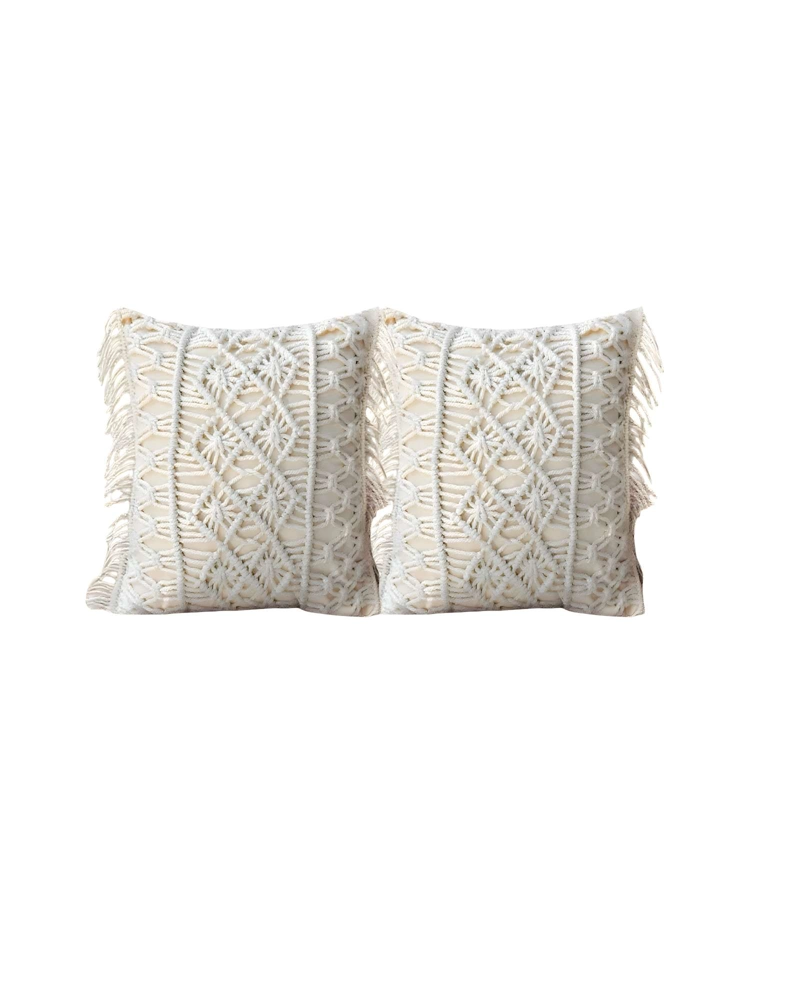 SET DE 2 FUNDAS DE COJIN ESTILO BOHEMIO 45X45 CM BLANCO 01 - 1