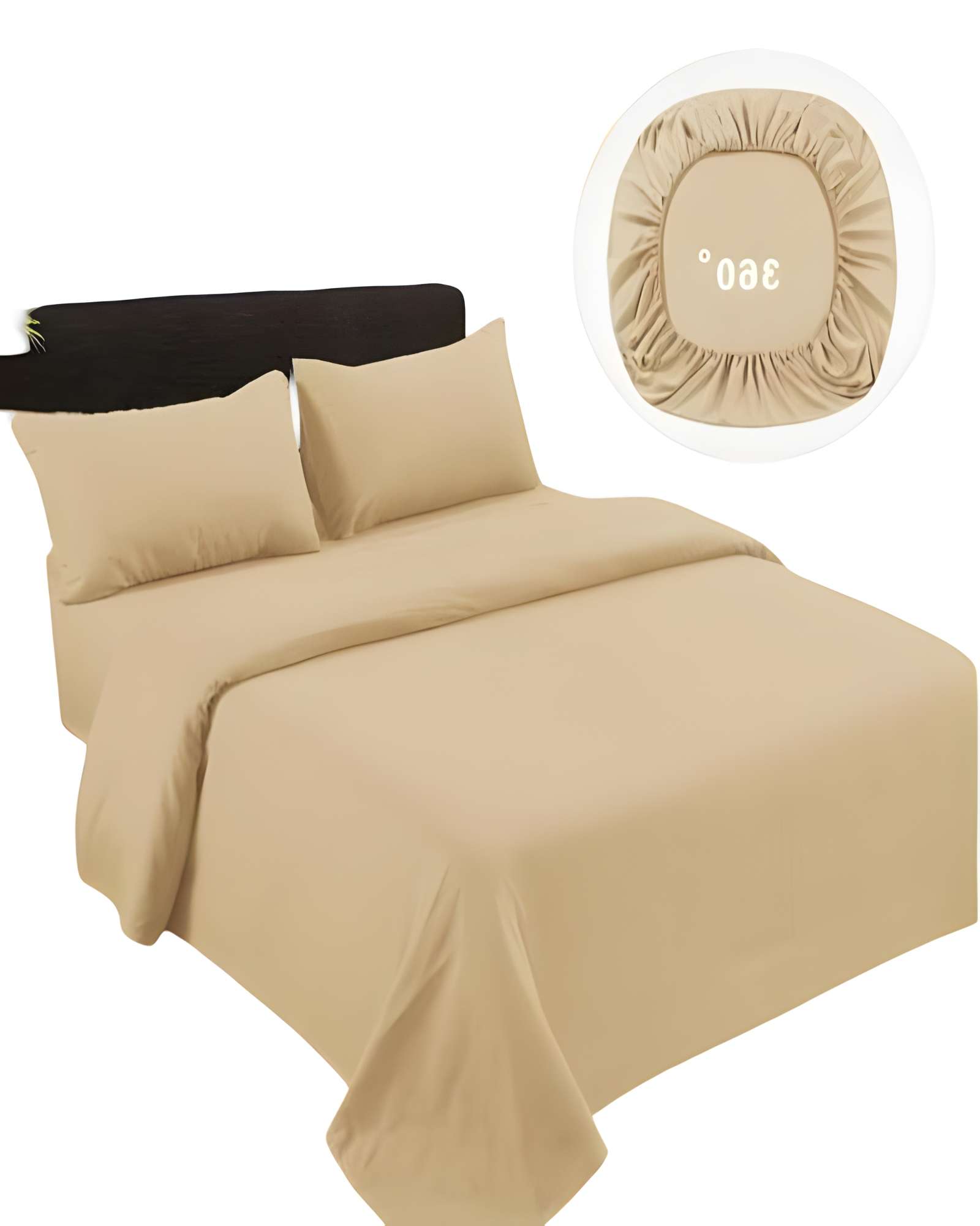 JUEGO DE SABANAS DE 500 HILOS SUPER-KING BEIGE - 2
