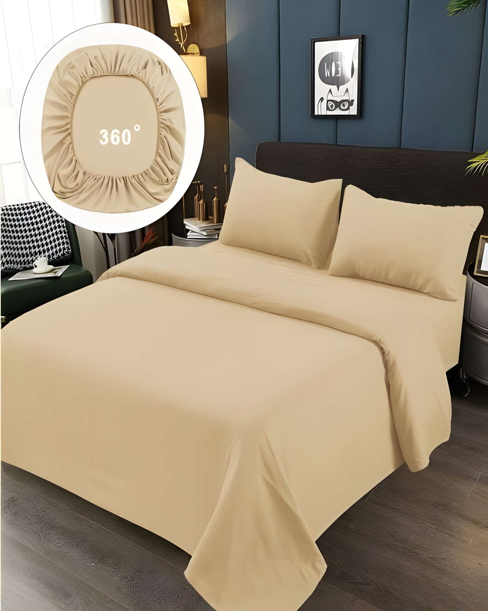 JUEGO DE SABANAS DE 500 HILOS KING BEIGE - 4