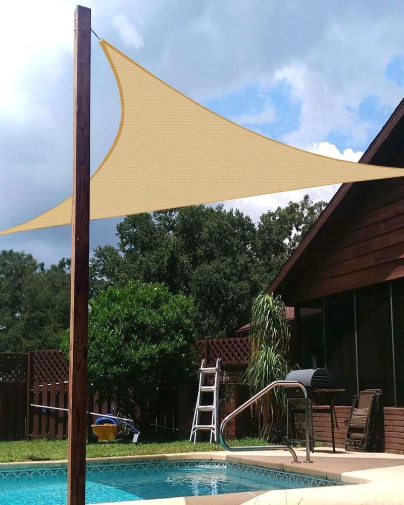 VELA DE SOMBRA TRIANGULAR GRANDE (5X5X5M) | TOLDO LONA PARASOL PERMEABLE - 6