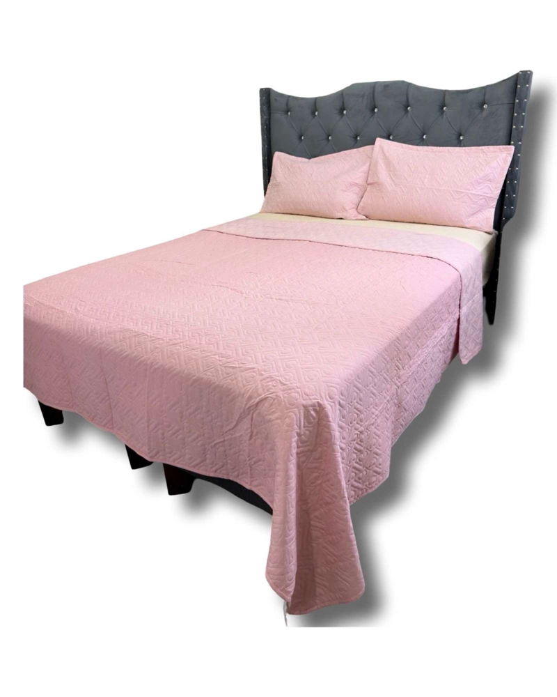 QUILT CUBRECAMA DE LUJO VERANO DELGADO PLAZA Y MEDIA ROSA - 2