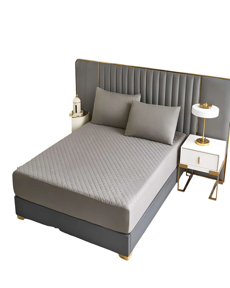 CUBRECOLCHON IMPERMEABLE 2 PLAZAS GRIS CLARO - 1