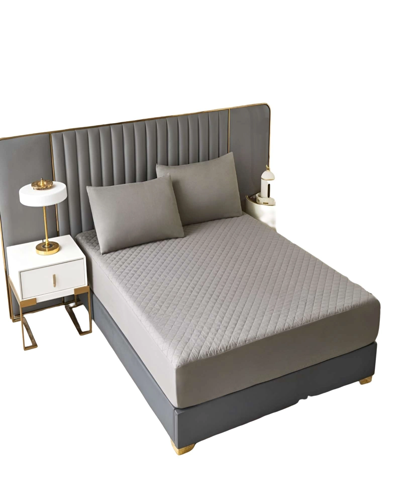CUBRECOLCHON IMPERMEABLE 2 PLAZAS GRIS CLARO - 2