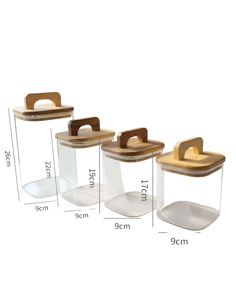 SET DE 4 CONTENEDORES CON TAPA DE BAMBU - 3