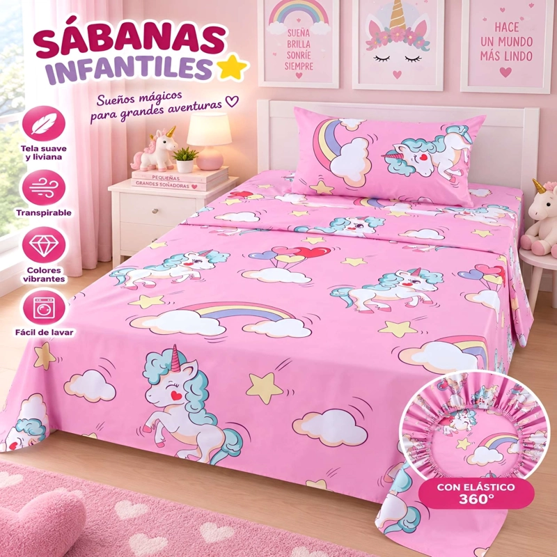 JUEGO DE SABANA INFANTIL DE 100 HILOS 1.5 PLAZAS D2 - 2