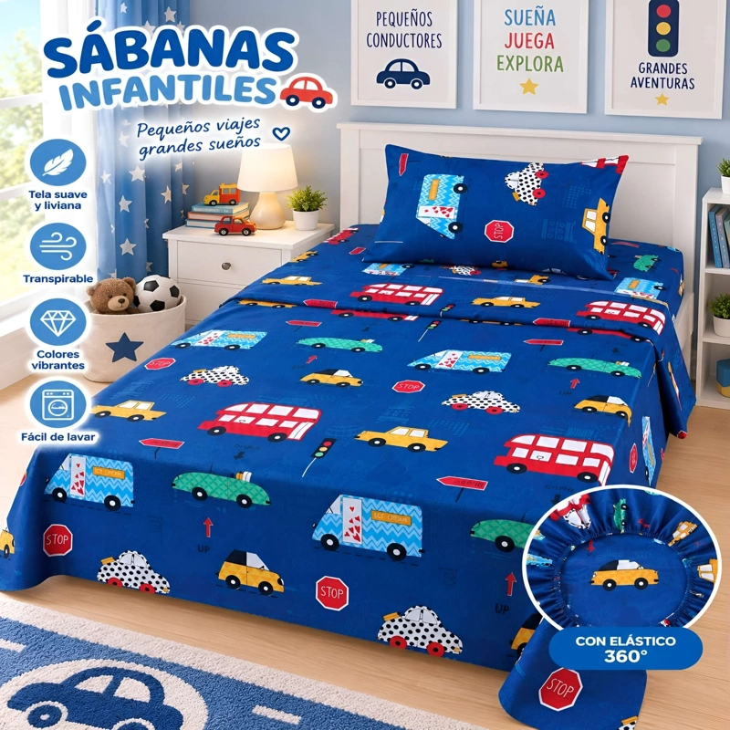 JUEGO DE SABANA INFANTIL DE 100 HILOS 1.5 PLAZAS D3 - 2