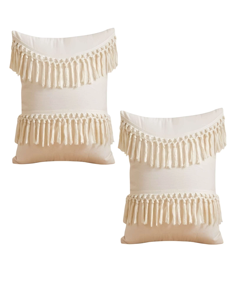 SET DE 2 FUNDAS DE COJIN FLECO LINO 45X45 BEIGE 01 - 1