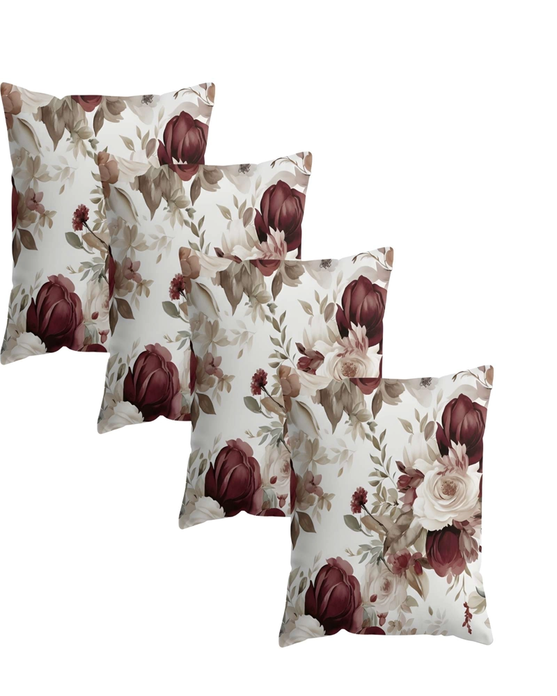 SET DE 4 FUNDAS DE COJIN FLOREADAS 45X45 BLANCO 01 - 1
