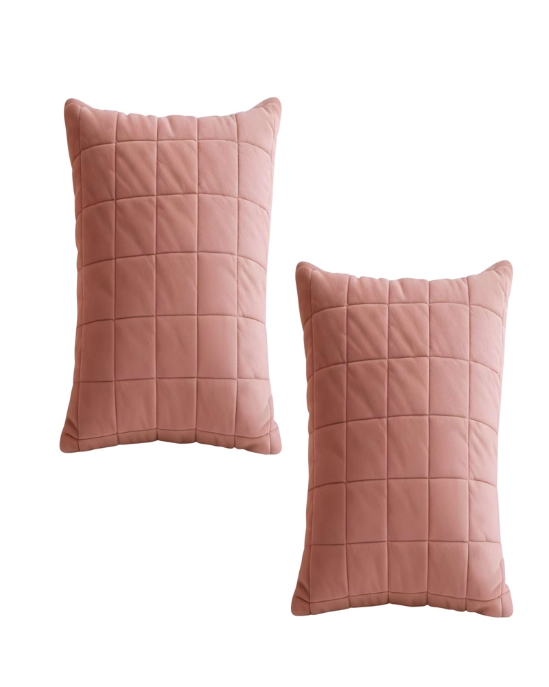 SET DE 2 FUNDAS DE COJIN TERCIOPELO GRID 45X45 ROSA - 1
