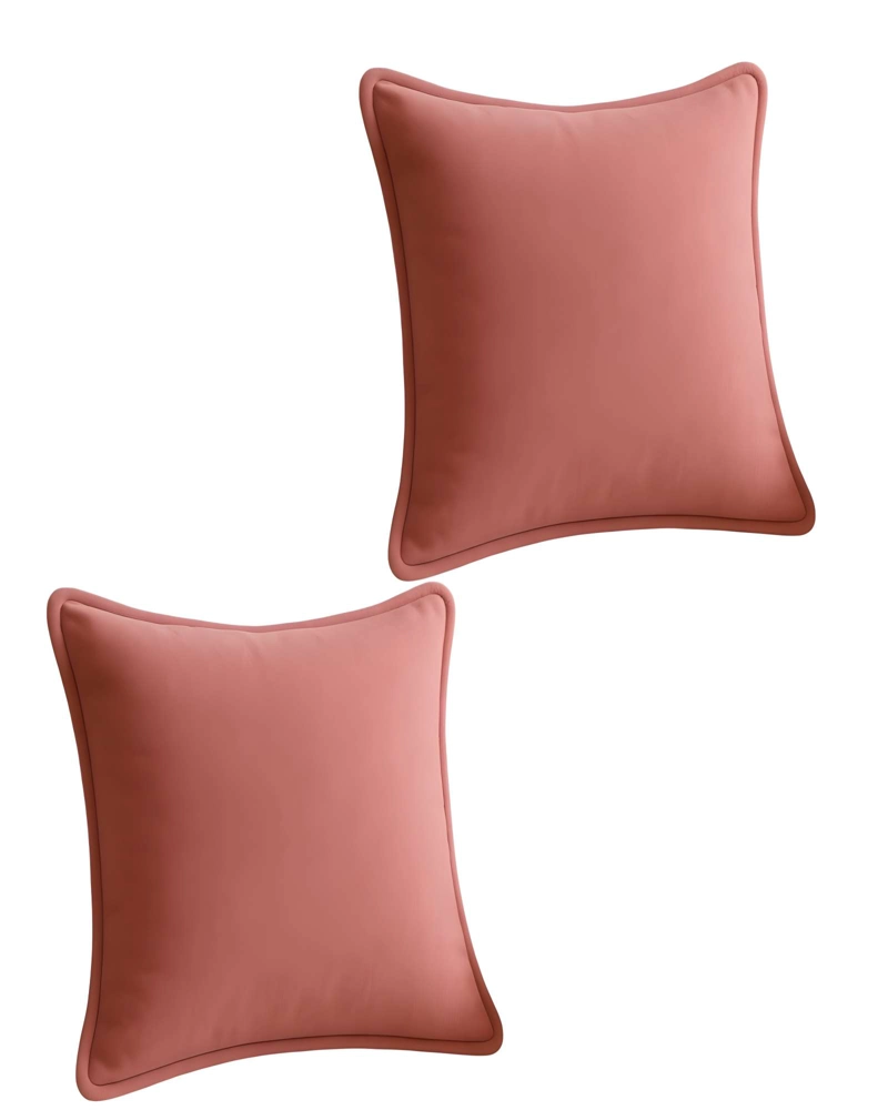 SET DE 2 FUNDAS DE COJIN LISA CON BORDE 45X45 ROSA - 1