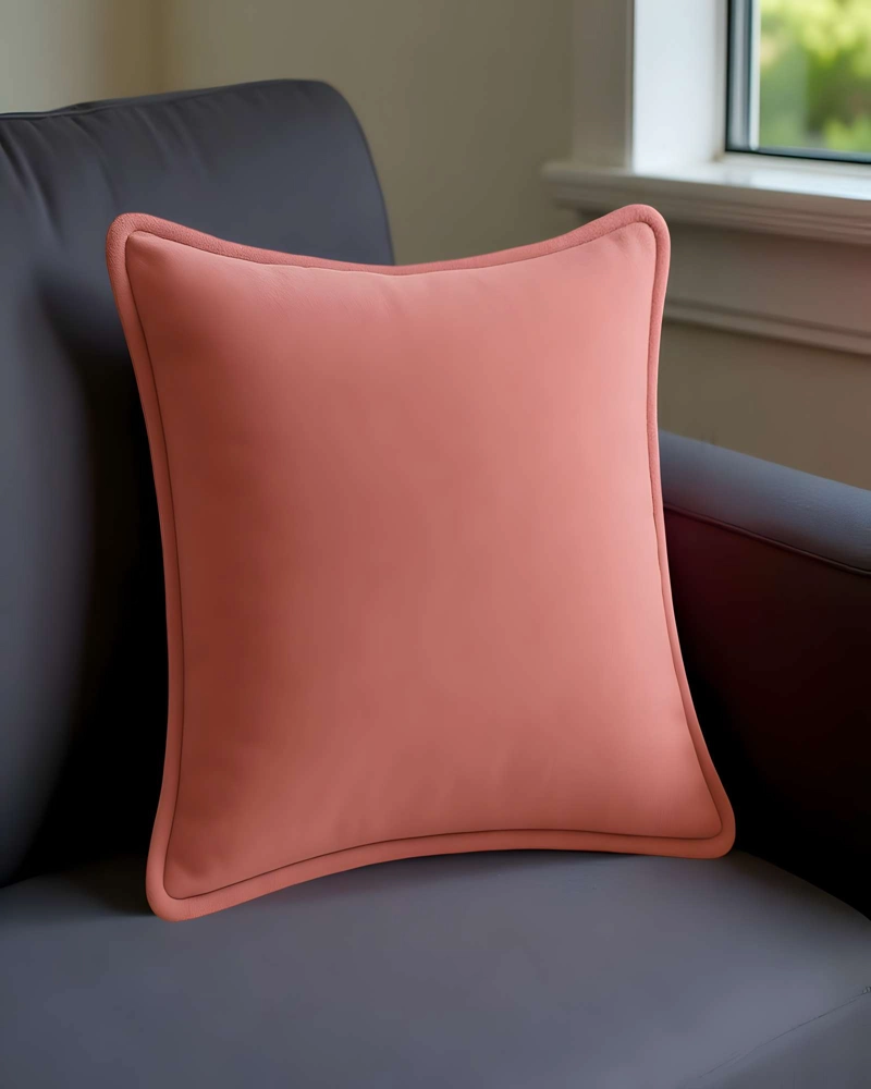SET DE 2 FUNDAS DE COJIN LISA CON BORDE 45X45 ROSA - 3