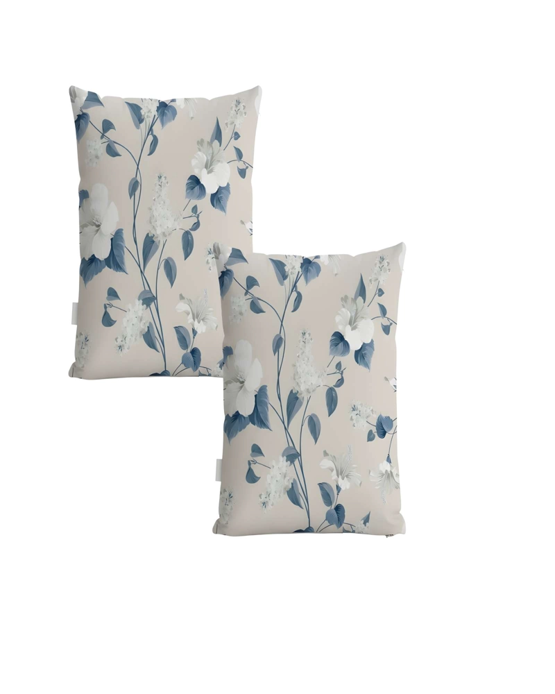 SET DE 2 FUNDAS DE COJIN FLOREADAS 45X45 BEIGE 02 - 1