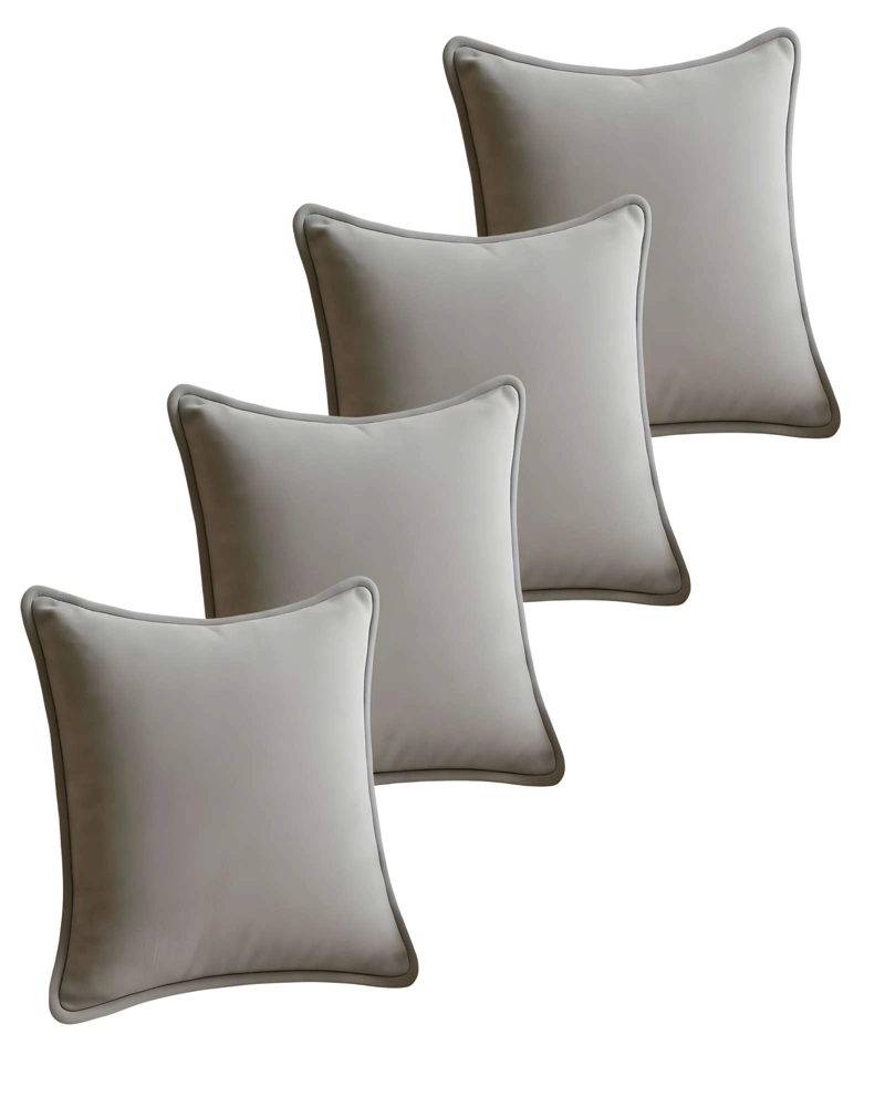 SET DE 4 FUNDAS DE COJIN LISA CON BORDE 45X45 GRIS - 1