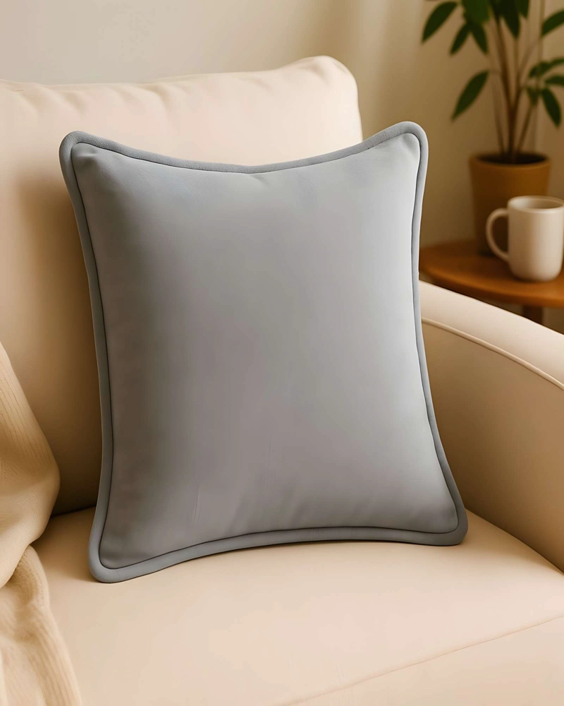 SET DE 4 FUNDAS DE COJIN LISA CON BORDE 45X45 GRIS - 4