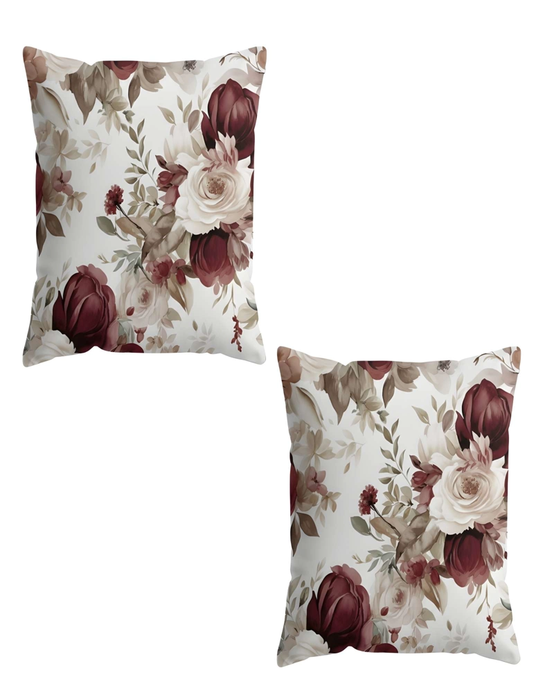 SET DE 2 FUNDAS DE COJIN FLOREADAS 45X45 BLANCO 01 - 1