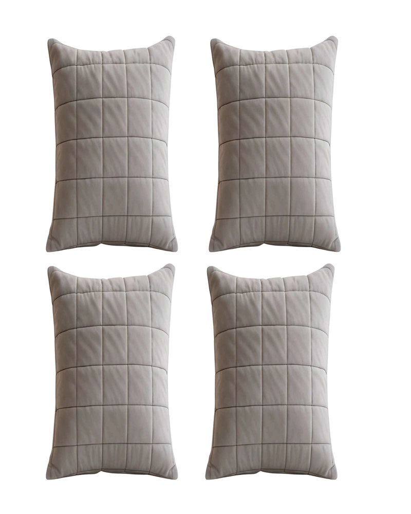 SET DE 4 FUNDAS DE COJIN TERCIOPELO GRID 45X45 GRIS - 1