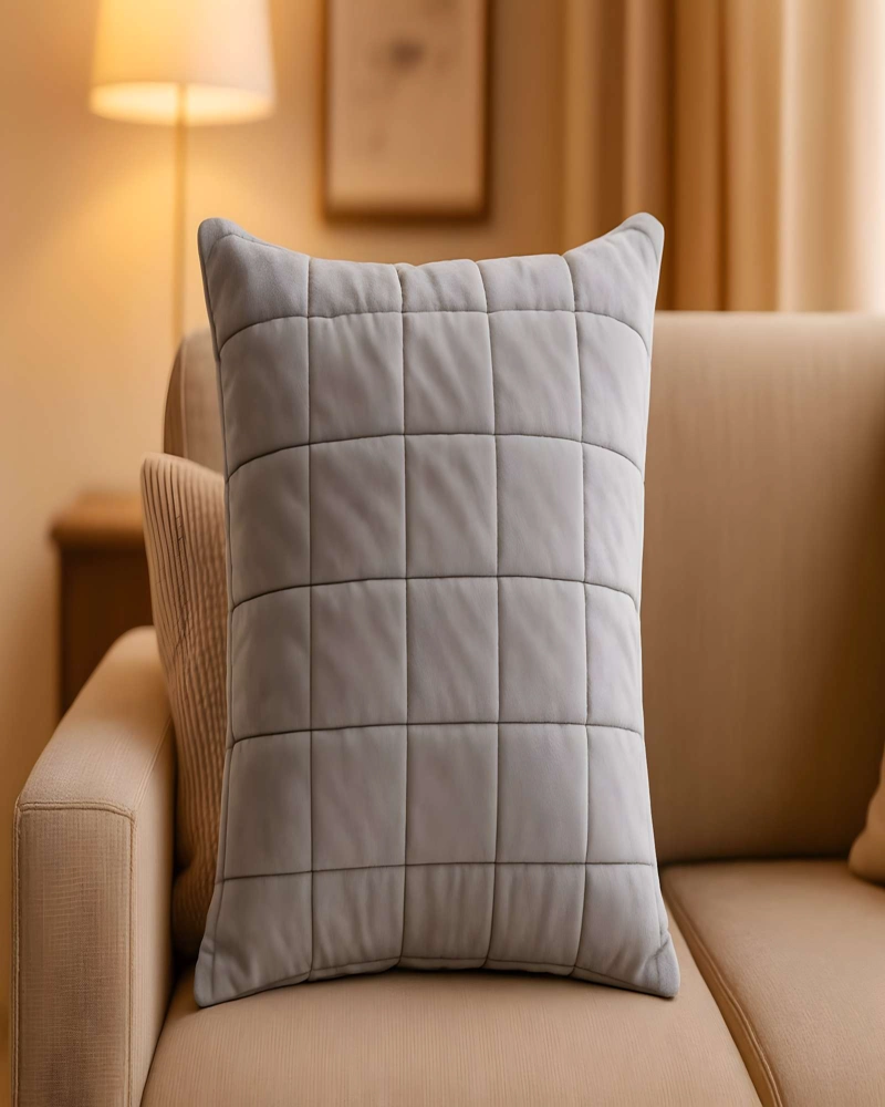 SET DE 4 FUNDAS DE COJIN TERCIOPELO GRID 45X45 GRIS - 4