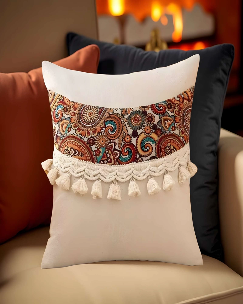 SET DE 4 FUNDAS DE COJIN LINO MANDALA 45X45 BEIGE 04 - 3