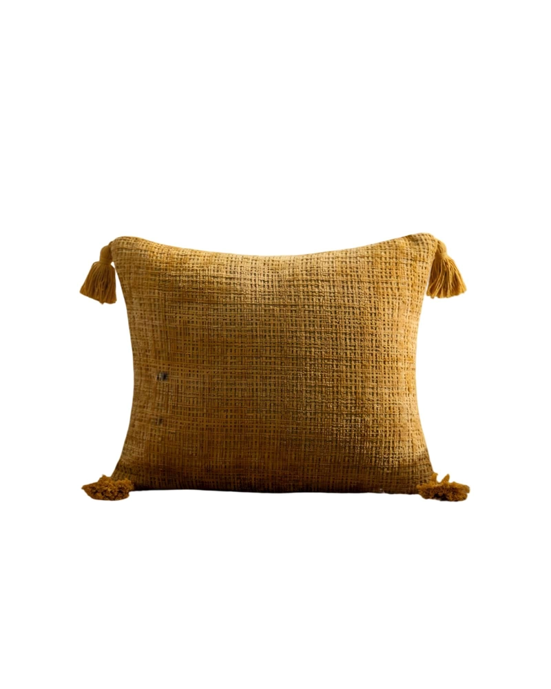 SET DE 2 FUNDAS DE COJIN CHENILLE CON BORLAS 45X45 AMARILLO - 2