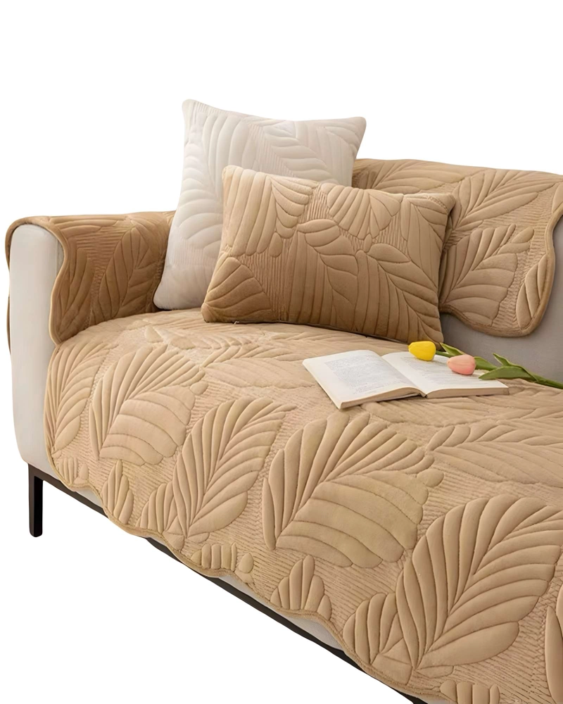 FUNDA PARA SOFA DE 5 PIEZAS CON RELIEVE CAFE - 2