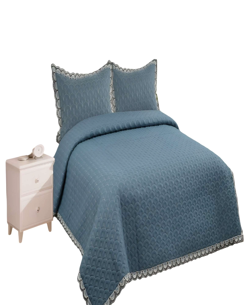 CUBRECAMA QUILT DE VERANO BORDADO 2 PLAZAS VERDE - 2