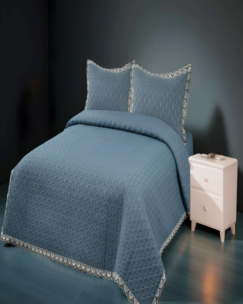 CUBRECAMA QUILT DE VERANO BORDADO 2 PLAZAS VERDE - 3