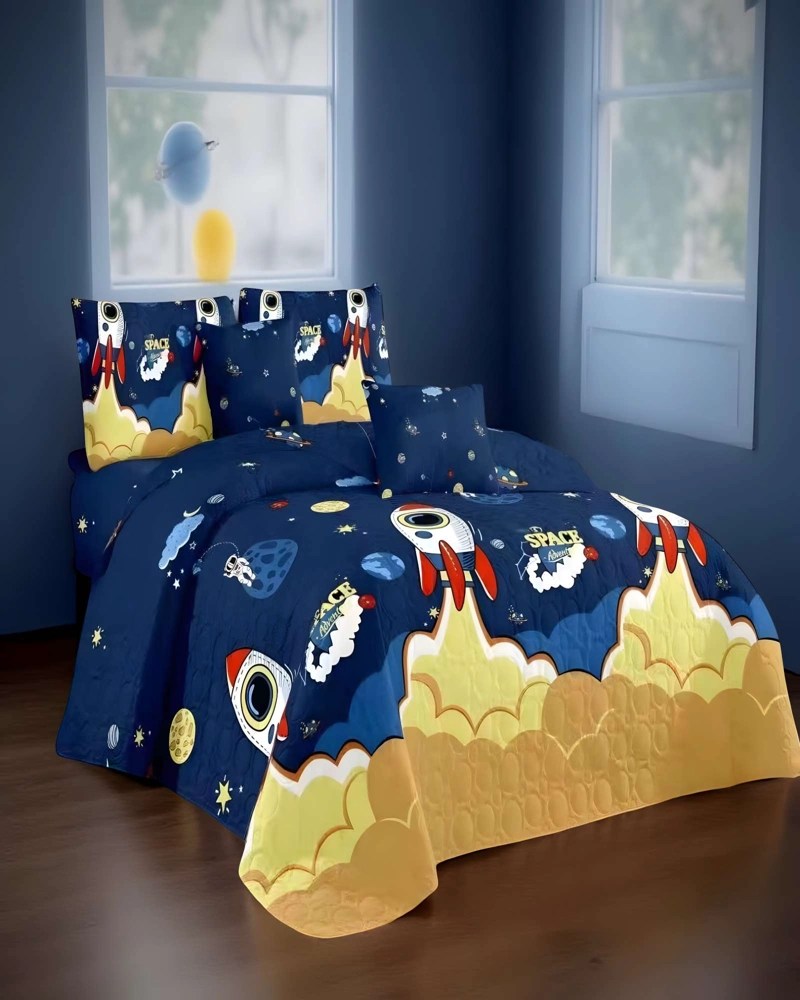 CUBRECAMA QUILT DE VERANO PLAZA Y MEDIA INFANTIL AZUL 06 - 3